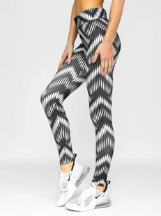 Czarno-białe legginsy damskie Denley 20700 - Spodnie sportowe damskie - miniaturka - grafika 1