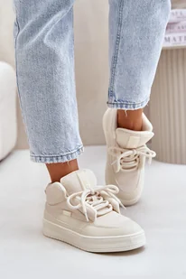 Ocieplane Sneakersy Damskie Big Star OO274A531 Kremowe-38 - Sneakersy damskie - miniaturka - grafika 1