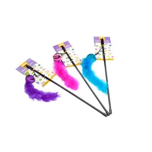 Wędka dla kota piłka z ogonkiem fioletowa - Zabawki dla kotów - miniaturka - grafika 1