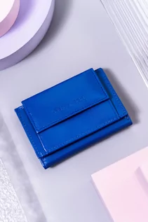 Portfele - Mały, skórzany portfel damski z systemem RFID Protect Peterson- niebieski - grafika 1