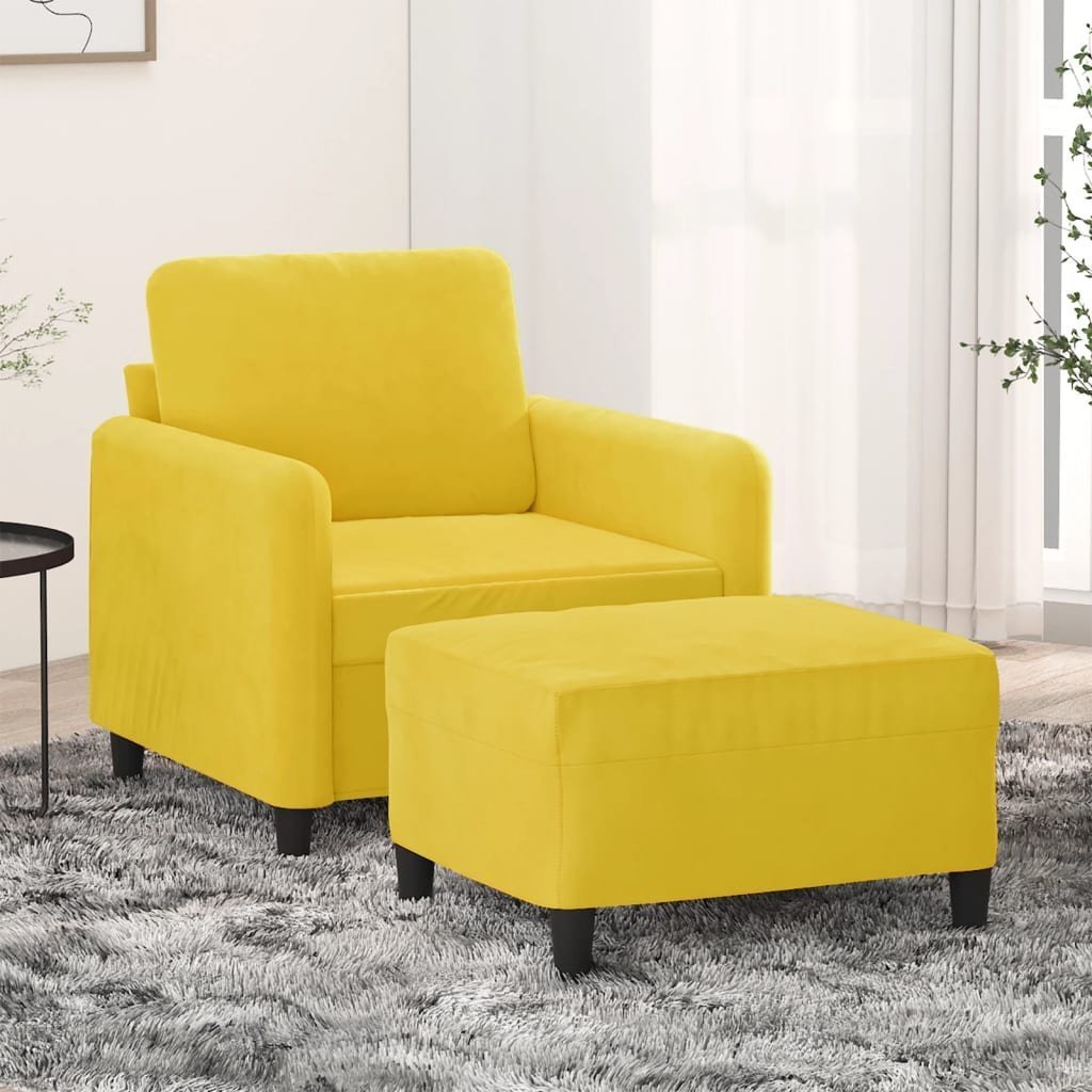 vidaXL vidaXL Fotel z podnóżkiem, żółty, 60 cm, aksamit