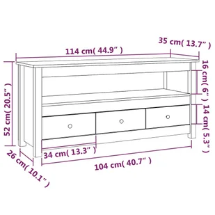 Lumarko Szafka pod telewizor, 114x35x52 cm, lite drewno sosnowe - Szafki RTV - miniaturka - grafika 11