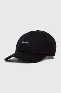 Czapki męskie - Calvin Klein czapka z daszkiem bawełniana kolor czarny z aplikacją - grafika 1