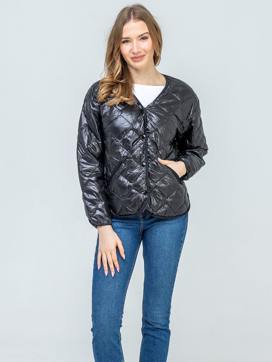 LEKKA KRÓTKA PRZEJŚCIOWA KURTKA DAMSKA Z PIKOWANIEM