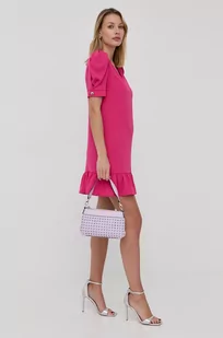 Silvian Heach sukienka kolor różowy midi prosta - Sukienki - miniaturka - grafika 1