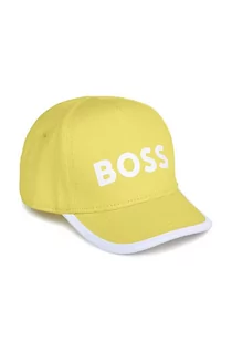 Czapki dla dzieci - BOSS czapka z daszkiem bawełniana dziecięca kolor zielony z nadrukiem - Boss - grafika 1