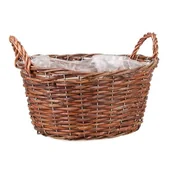 Pozostałe akcesoria do uprawy roślin - Koszyk wiklinowy z uchwytami do obsadzania owalny 35 x 27 x 16/21 cm - miniaturka - grafika 1