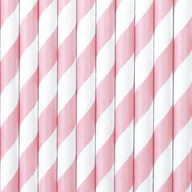 Słomki do napojów - PartyDeco Słomki papierowe w paski, różowe jasne, 19,5 cm, 10 szt SPP1-081J - miniaturka - grafika 1