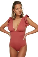 Stroje kąpielowe - Trendyol Damski kostium kąpielowy z falbankami Mayo. One Piece Swimsuit, różowy, 36 - miniaturka - grafika 1