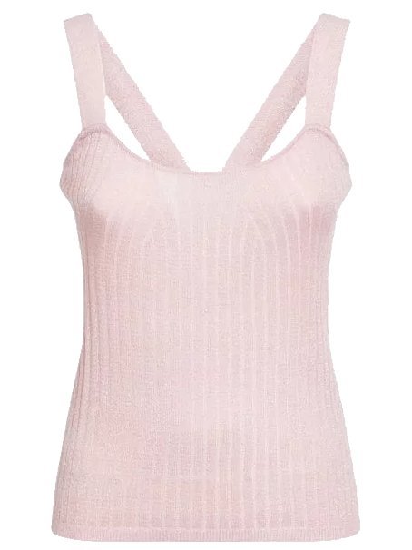 Top GUESS bluzka na ramiączkach tank metaliczny błyszczący crop top r. S