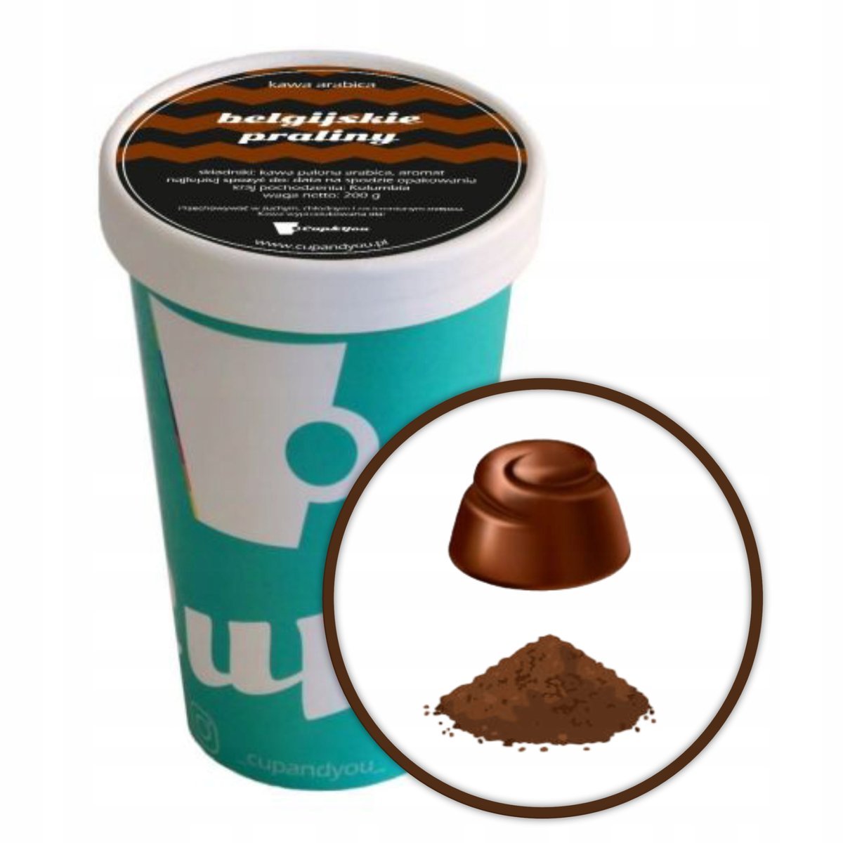 Kawa aromatyzowana mielona BELGIJSKIE PRALINY ARABICA ekstra PREMIUM 200g - smakowa uczta dla podniebienia