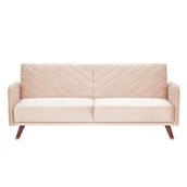 Sofy i kanapy - Beliani Sofa rozkładana welurowa beżowa SENJA - miniaturka - grafika 1