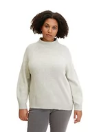 Swetry damskie - TOM TAILOR Damski Sweter ze stójką w rozmiarze plus size 1035821, 30282 - Concrete Grey Melange, 50 - miniaturka - grafika 1