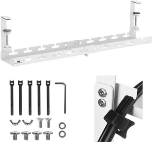 Organizer podbiurkowy na kable Maclean, max. obciążenie 5kg, max. 728mm, biały, MC-103 W - Maskownice do kabli - miniaturka - grafika 1