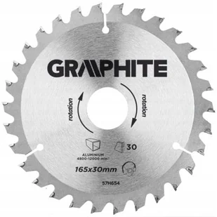 Graphite tarcza do drewna 165mm 30 zębów widia do aluminium 57H654 - Tarcze do pił - miniaturka - grafika 1