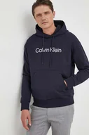 Bluzy męskie - Calvin Klein bluza bawełniana męska kolor granatowy z kapturem z aplikacją - miniaturka - grafika 1