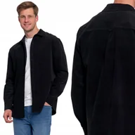 Koszule męskie - STYLOWA GŁADKA KOSZULA MĘSKA SZTRUKSOWA 100% BAWEŁNA DŁUGI RĘKAW MORAJ 3XL BLACK - miniaturka - grafika 1