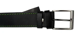 Pasek Męski Skórzany PAS-MAX (PL) Skóra Licowa EXTRA 40 mm Czarny Z Zieloną Nitką - Paski Pasek Męski Skórzany PAS-MAX (PL) Skóra Licowa EXTRA 40 mm Czarny Z Zieloną Nitką - Paski - miniaturka - grafika 1