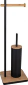 Akcesoria łazienkowe - YokaHome Stojak na szczotkę i papier toaletowy, czarny bambus - Yoka - miniaturka - grafika 1