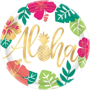 AMSCAN 591953 talerz Aloha, wielokolorowa, 26 cm - Kinder party - miniaturka - grafika 1