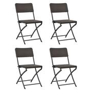 Fotele i krzesła ogrodowe - vidaXL Składane krzesła ogrodowe, 4 szt., HDPE, brąz, rattanowy wygląd - miniaturka - grafika 1