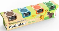 Masy plastyczne - ChildGen, Naturalna ciastolina w eko-kubkach - zestaw 4 kolorów: brązowy, niebieski, pomarańczowy, zielony - miniaturka - grafika 1
