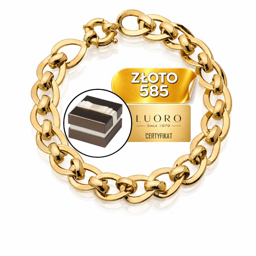 BRANSOLETKA ZŁOTA 585 14K OGNIWA ŻÓŁTE ZŁOTO 19 CM ELEGANCKA PRESTIGE