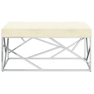 Ławki do przedpokoju - VidaXL Lumarko Ławka, 97 cm, kremowa, aksamitna tkanina i stal nierdzewna 327150 VidaXL - miniaturka - grafika 1
