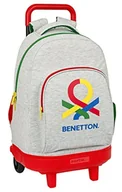 Plecaki - Safta BENETTON Pop duży plecak z kołami, kompaktowy, wymienny, idealny dla dzieci w różnym wieku, wygodny i wszechstronny, jakość i wytrzymałość, 33x22x45 cm, kolor szary, Szary, Estándar, Casual - miniaturka - grafika 1
