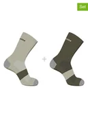 Skarpetki męskie - SALOMON Skarpety funkcyjne (2 pary) "Evasion Crew" w kolorze khaki - miniaturka - grafika 1