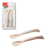 Sztućce dla dzieci - Babyono Zestaw Sztućców Dla Niemowląt Elastyczne Łyżeczki Plastyczne Beżowo-Różowe - miniaturka - grafika 1