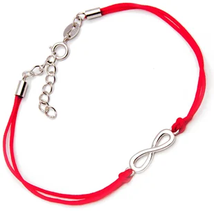 Srebrna bransoletka nieskończoność czerwony sznurek - Bransoletki - miniaturka - grafika 1