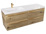 Szafki łazienkowe - Szafka Wisząca Z Umywalką ATHD 120 cm S Lewa - Dąb Evoke Coast Mat - Uchwyty Złote Polerowane - miniaturka - grafika 1