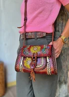 Torebki damskie - Torebka skórzana Ivanna ręcznie robiona kwiaty - miniaturka - grafika 1