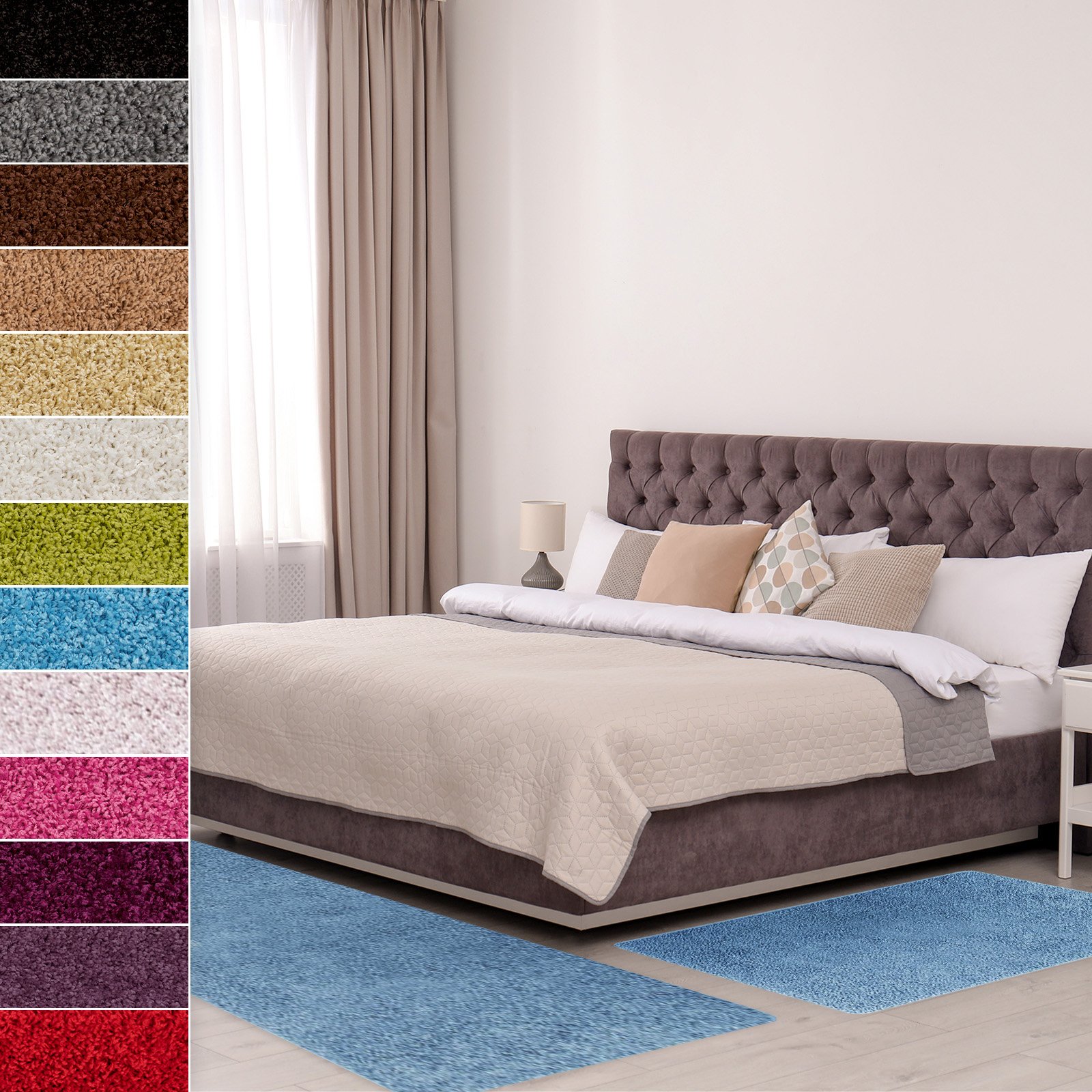 Obramowanie łóżka Barcelona jasnoniebieskie 1 bieżnik 67x250 cm + 2 mostki 67x140 cm