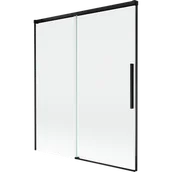 Parawany nawannowe - Mexen Rox parawan nawannowy 2-skrzydłowy rozsuwany 140 x 150 cm, transparent, czarny - 8C9-140-001-70-00 - miniaturka - grafika 1