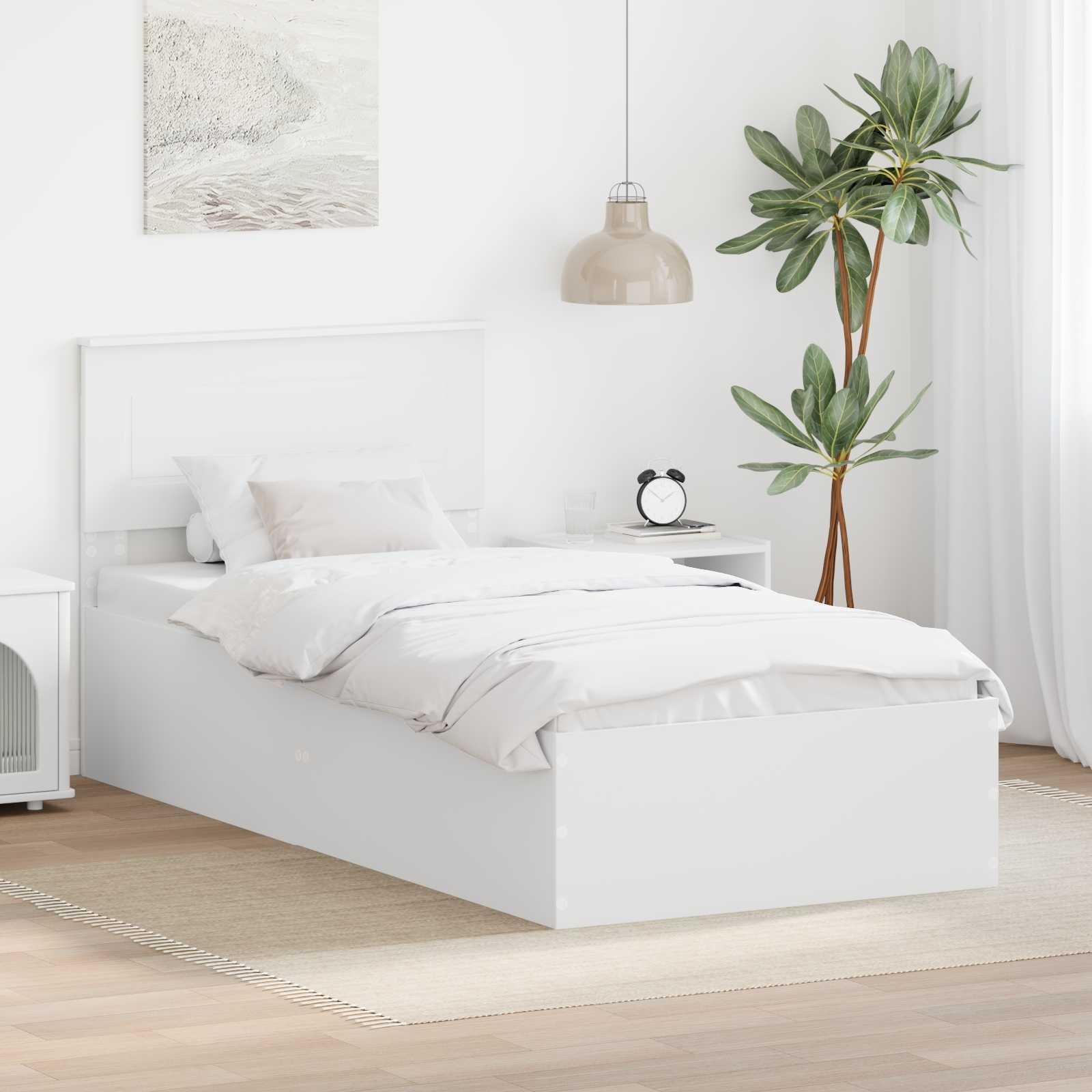 vidaXL Ramka łóżka Biały 90 x 190 cm Materiał drewnopochodny