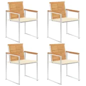 Fotele i krzesła ogrodowe - vidaXL Krzesła ogrodowe z poduszkami, 4 szt., lite drewno tekowe - miniaturka - grafika 1