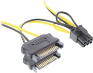 Kable komputerowe i do monitorów - InLine SATA 15-pin - PCIe 6-pin, 0.15m, Żółty 26628B - miniaturka - grafika 1