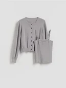 Swetry damskie - Reserved - Sweter z dzianinowym topem - jasnoszary - miniaturka - grafika 1