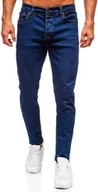 Spodnie męskie - Granatowe spodnie jeansowe męskie regular fit Denley 6814 - miniaturka - grafika 1