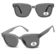 Okulary korekcyjne, oprawki, szkła - Szare prostokątne okulary przeciwsłoneczne z polaryzacją MP54C - miniaturka - grafika 1