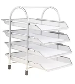 Półki na dokumenty - NET Półka na dokumenty siatka srebrna 4 szuflady 4A Net W4701 - miniaturka - grafika 1