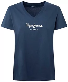 Koszulki i topy damskie - Pepe Jeans Damska koszulka Wendys z dekoltem w serek, Niebieski (Dulwich), M - grafika 1