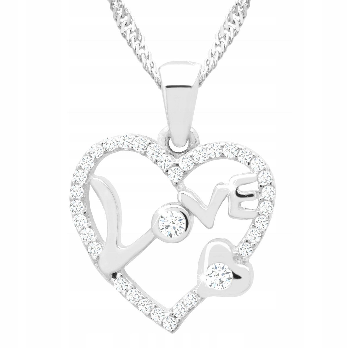 Naszyjnik Srebrny Serce Love Kocham Cię Serduszko Miłość SREBRO 925