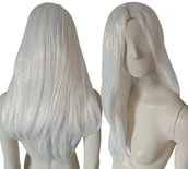 Dodatki do strojów karnawałowych - Peruka Bez Grzywki Biała Gęsta Termoodporna Długa - miniaturka - grafika 1