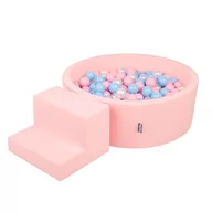 Suche baseny - KiddyMoon Piankowy plac zabaw PPZP-OK30D-122 z piłeczkami różowy: babyblue-pudrowy róż-perła basen 200/schodek - miniaturka - grafika 1