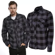 Odzież taktyczna i umundurowanie - Koszula z długim rękawem BRANDIT Check Shirt Black-Grey - miniaturka - grafika 1