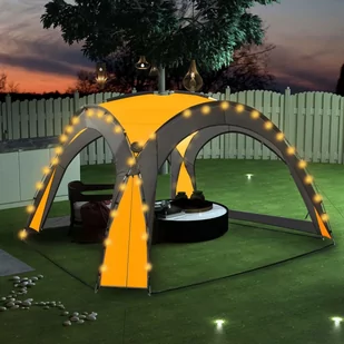vidaXL Namiot imprezowy z LED i 4 ściankami, 3,6x3,6x2,3 m, żółty - Altany ogrodowe - miniaturka - grafika 1