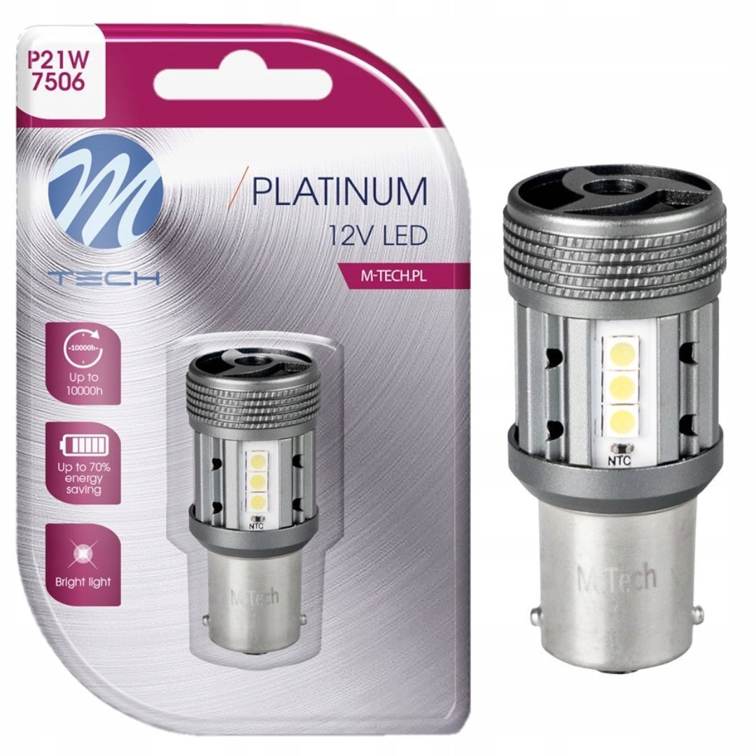 Żarówka P21w Led Biała Canbus 12/24v Retrofit Ba15s Chłodzenie Aktywne 10w